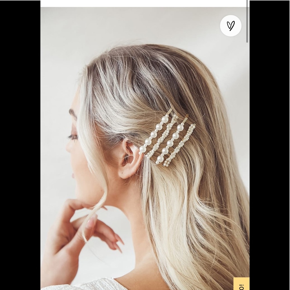 NWT Lulu’s coveted design gold + pearl hair clip set bundle